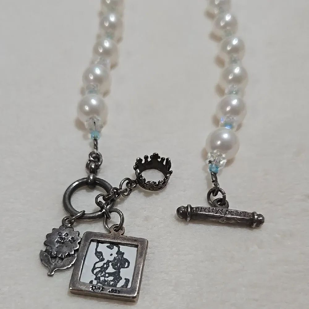 Pearl and Sterling Silver Charm Necklace
